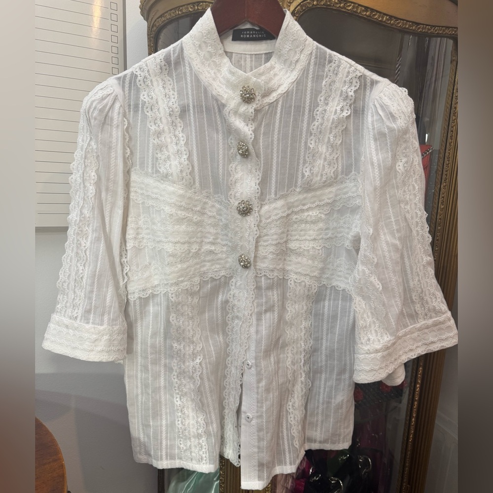 Lace white blouse top